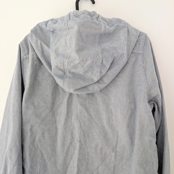 Hollister Men's Blue And White Stripes Hooded Shacket ~ Size Small - Picture 8 of 10